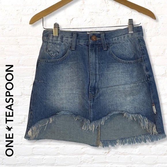 One teaspoon Vanguard Mid Ride Mini Denim Skirt Size 28 New - Picture 14 of 15